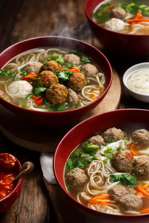 Bakso (Meat Balls Soup) - Indonesian Dishes 