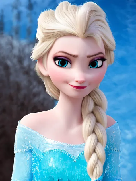 a close up of a frozen princess with long blonde hair