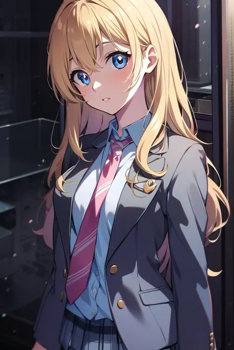 kaorimiyazono, <lyco:miyazonokaori-LYCORIStest:1>,
kaori miyazono, long hair, blue eyes, blonde hair, lips, pink lips,
BREAK skirt, school uniform, jacket, pleated skirt, necktie, socks, kneehighs, blazer,
BREAK looking at viewer, hands behind head,
BREAK ...