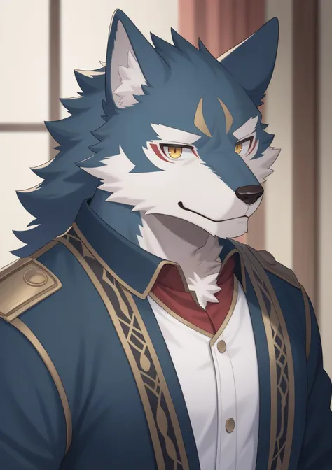 masterpiece,best quality,furry,wolf,anthro,solo,anime style,highres,