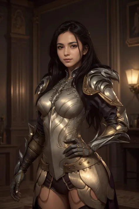 <lora:HXarmour_069:0.8> 35mm photograph, film, bokeh, professional, posing in a royal chamber in a fantasy castle, hxarmour, pretty cheerful 20yo girl, (light golden armor:1.3), hyperrealistic, super realistic, sharp focus, OverallDetail, SkinHairDetail, 8...