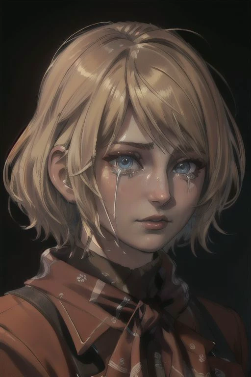 ((ultra detailed, masterpiece, best quality)) 
<lora:RE4Ashley:0.8>
 RE4Ashley, 
crying,
godly auburn light,
looking at viewer,
1girl, solo, blonde hair, portrait,
black background,