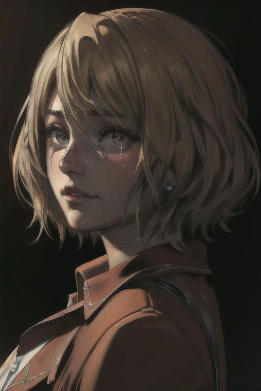 ((ultra detailed, masterpiece, best quality)) 
<lora:RE4Ashley:0.8>
 RE4Ashley, 
crying,
godly auburn light,
looking at viewer,
1girl, solo, blonde hair, portrait,
black background,