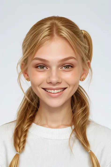 (medium shot:1.4), realistic photo of <lora:sd15_VasilinaKireenko_locon_24_v1-000012:1> VasilinaKireenko blonde hair smile, smile, hair styled as curled ponytail