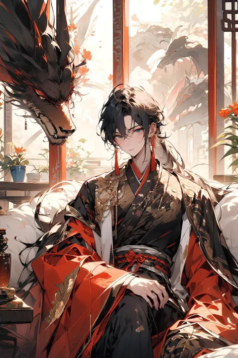 , (masterpiece:1.2), best quality,PIXIV,midjourney portrait,
long hair, hanfu, multiple boys, red flower, sitting, flower, black hair, chinese clothes, long sleeves, male focus, table, holding, window, jewelry, ponytail, looking at viewer, wide sleeves, ve...
