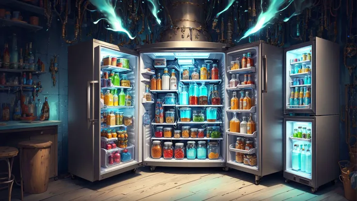 there is a refrigerator with a lot of drinks inside of it