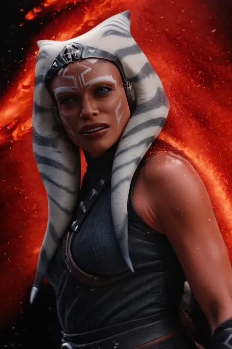 a woman in a star wars outfit with a hood on