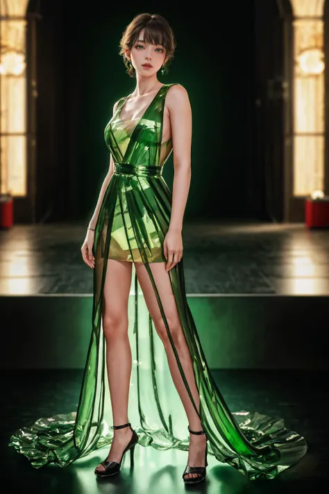 highres,absurdres,masterpiece,best quality,original,extremely detailed CG,extremely detailed wallpaper,perfect lighting,standing on the stage,looking at viewer,blurry background,bare hands,1girl,
<lora:gl4ssdr3ss:0.7>, gl4ssdr3ss,green glass dress,(see-thr...