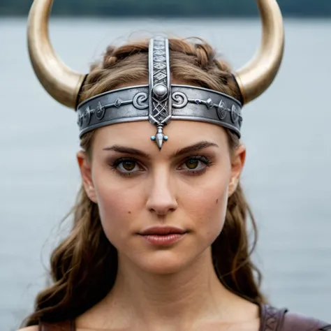 Portrait photo of a viking princess, Nikon Z9, realistic matte skin, ((skin texture)), (sharp focus), (high quality), looking straight forward, (symmetric:0.4),   <lora:natportman_2_xl_5_standard-merger_46_51_58_90_02_03_03_02:1>