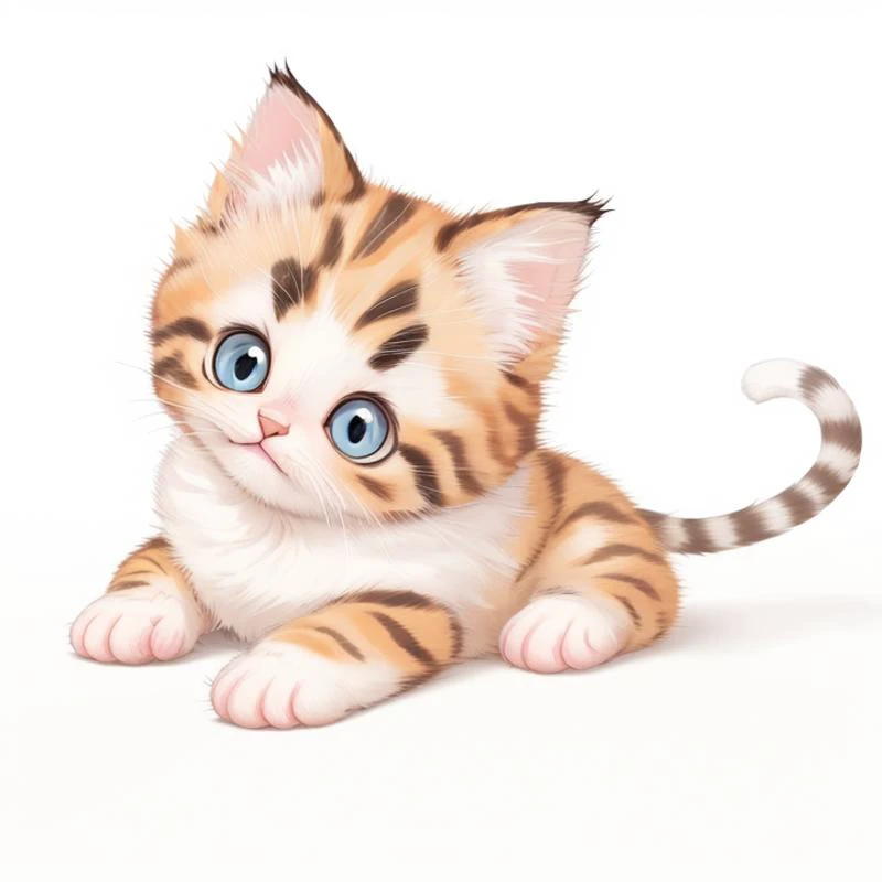 a cute kitten, (white)-background,