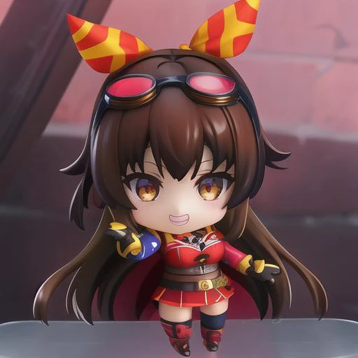 nendoroid genshin impact amber figure, <hypernet:nendroid-27000:1>, 1girl, amber_\(genshin_impact\), breasts, cleavage, gloves, ...