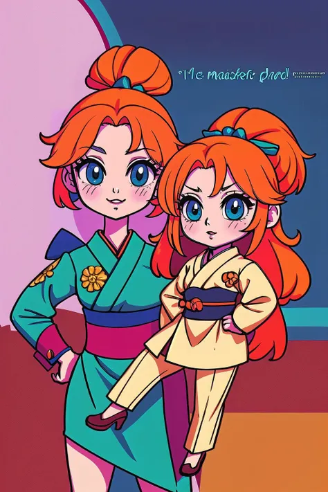 two anime characters in kimono outfits