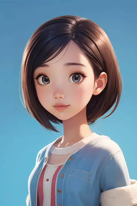 (in Pixar style:1.2),masterpiece, best quality, original, official art,portrait,1girl,<lora:AIå¤´åå®å¶ _ ç®åæ¯é£æ ¼_v1.0:0.8>,bule simple_background