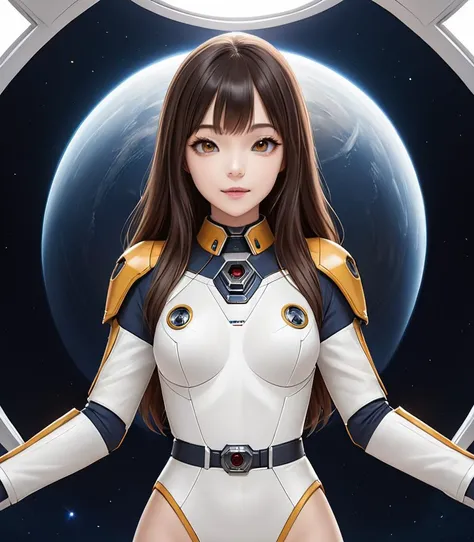 <lora:40bigface3 SDXL-000006:0.7>
Best quality,masterpiece,ultra high res,(photorealistic:1.4),
1girl,solo,fasion, spacecraft,  collar,shoulder_pads,belt,full body, symmetry, nice face,nice eyes, perfect light,