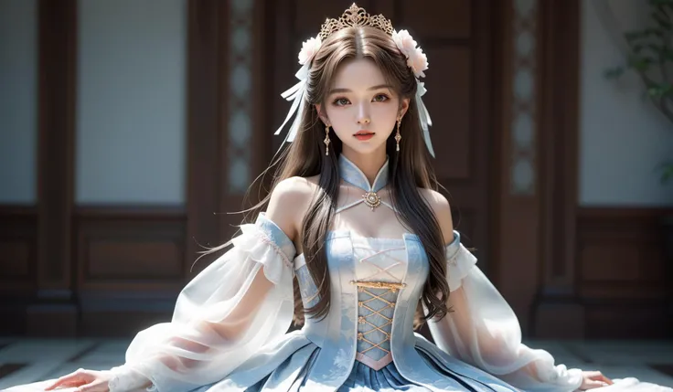 (Best quality,masterpiece,absurdres,ultra realistic:1.4),(Rococo:1.4),(close portrait:1.3),peerlessly beautiful idol, beautiful detailed eyes,(see-through_clothing),(Elegant posture),shine,glowing,sparkling,energy coalescing and vibrating,(dynamic angle,dy...