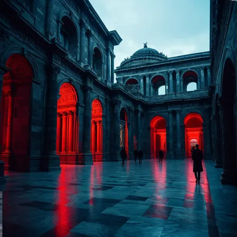 (((in a museum with pergamon museum in the background))), volumetric lighting, vibrant colors, 4k epic detailed, shot on kodak, ...