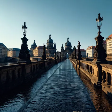 (((on a bridge with augustus bridge in dresden in the background))), volumetric lighting, vibrant colors, 4k epic detailed, shot...