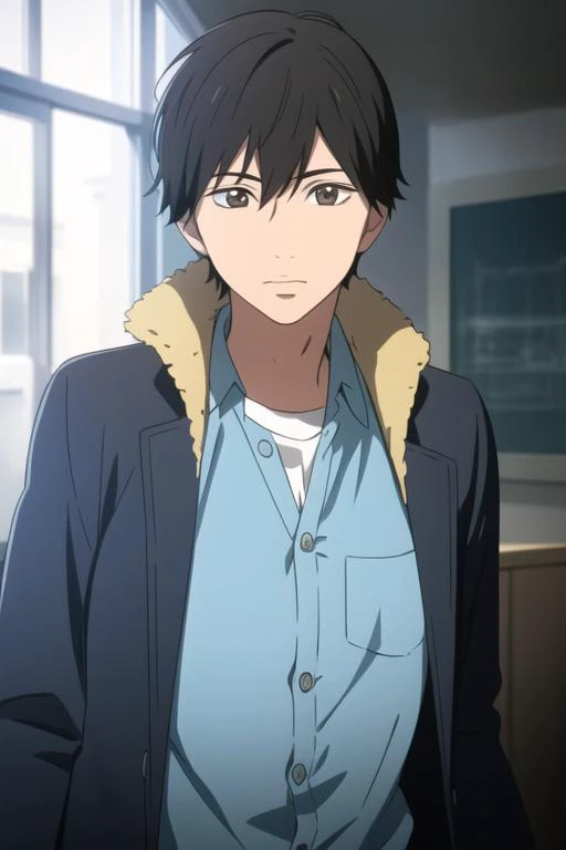 masterpiece, best quality, ultra-detailed, illustration, 1boy, solo, male focus, looking at viewer, , , <lora:kakeru_naruse:0.70>, kakeru_naruse, , coat