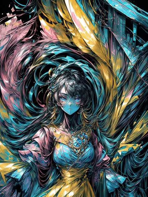 (abstract art,masterpiece, top quality, best quality, official art, beautiful and aesthetic:1.38), style of Modern art, dark theme,1girl,perfect face,perfect eyes, <lora:beautiful detailed eyes:0.07> <lora:glass_crack_effects:0.21> <lora:Niji:0.338> <lora:...