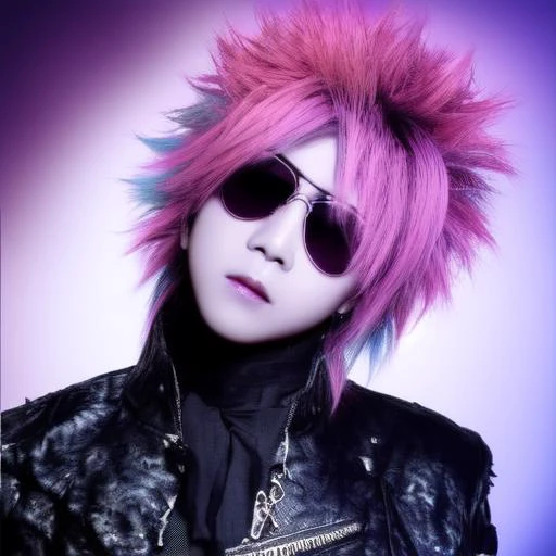 1boy, solo, male_focus, visual kei, japanese, asian, foggy neon futuristic,  rock star portrait style, looking_at_viewer, cinema...