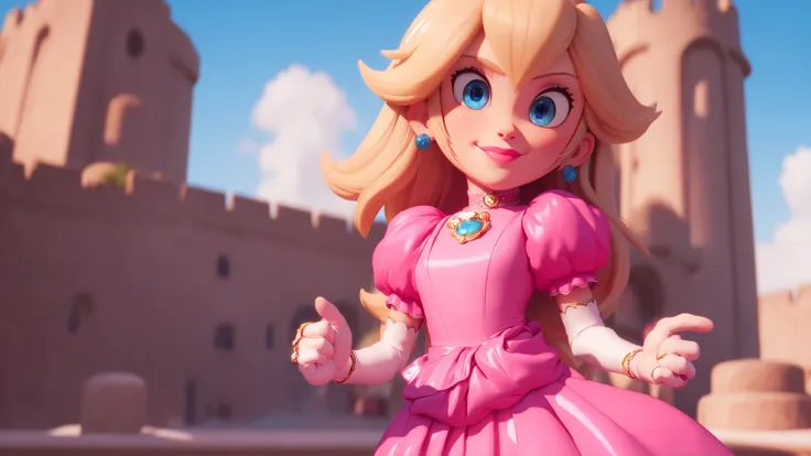 a close up of a toy princess in front of a castle