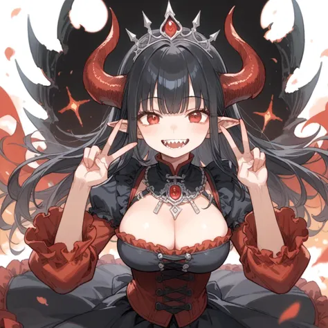 score_9, score_8_up, score_7_up , source_anime,
1girl,large breasts,fantasy devil king black tiara black and red long layered fr...