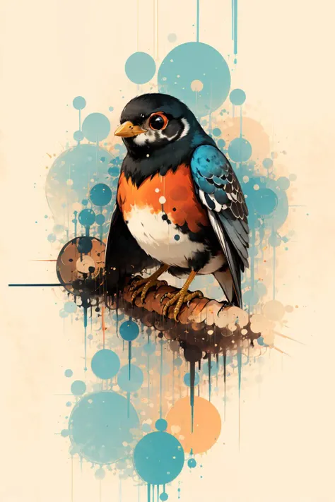 <lora:Sy3:1> close up, (American Robin) in the Sy3 style, dripping