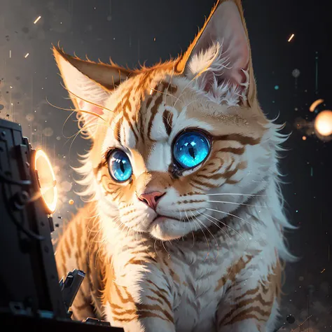 <lora:Sy3:1> a cute cat, glow effects, godrays, Hand drawn, render, 8k, octane render, cinema 4d, blender, dark, atmospheric 4k ultra detailed, cinematic, Sharp focus, big depth of field, Masterpiece, colors, 3d octane render, 4k, concept art, trending on ...