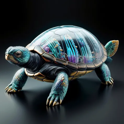 A reflective turtle made out of glass, product design, styled like <lora:ScienceDNAStyle:0.8>ScienceDNAStyle , colorful, (Masterpiece:1.3) (best quality:1.2) (high quality:1.1)