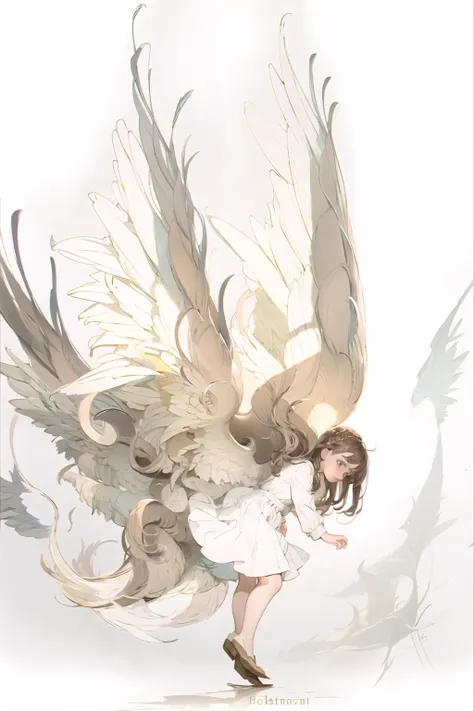 anime girl with wings flying in the air