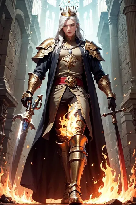 Gwyn, Lord of Cinder, is a powerful and ancient being who once ruled over the world of Dark Souls. He has a majestic appearance and clothing that reflect his status as a king and a god. According to the web search results123, he wears:

A set of royal drap...