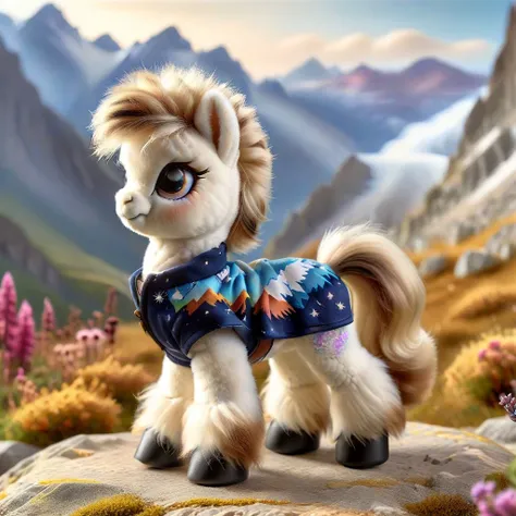 ral-ltlpowny fluffy alpaca,mountains,realistic,highly detailed,lifelike,studio photo,highly detailed,masterpiece