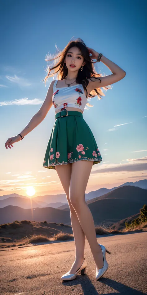 (Canon RF85mm f/1.2,best quality,HDR,Realisticity:1.4,(realistic light and shadow):1.5,Cinematic Lighting),(1 girl,fullbody,korean mixed,kpop idol:1.2,beautiful long_Slender_legs),(long_brown_wavy_hair),(lipstick,pink lips,pink_shiny_lips,pink_eyeshadow,ey...