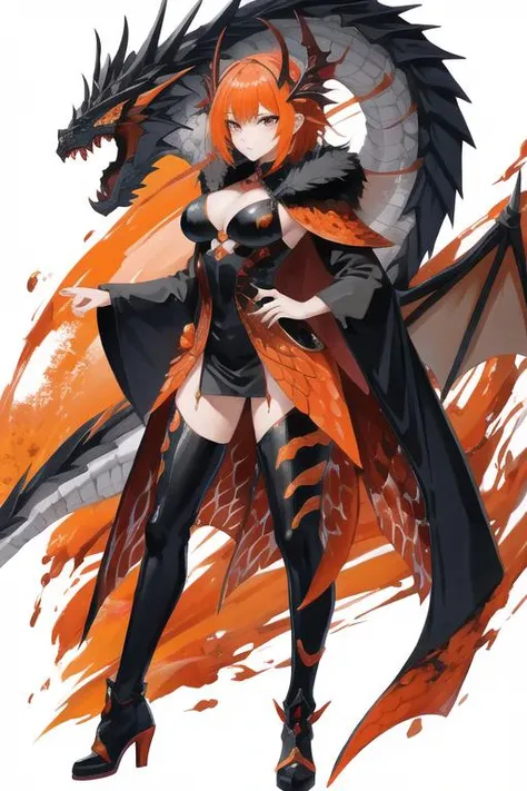 female dragon hybrid human,
monster head,
black eyes and orange,
skin covered with scales red,
she has a supernatural power, her body emanates poison with a vapor coming out,looking at viewer sideways,
(full body:0.8),