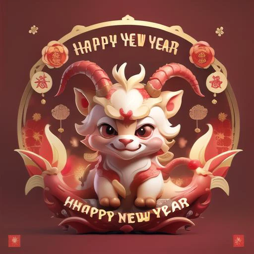 <lora:logo&icon1.5v2:1>icon,chinese new year,new year style, (red dragon baby:1.2),horns,flowers,(forturn words:happy new year:1.5),