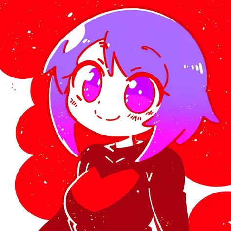 a cartoon girl with purple hair and a black top