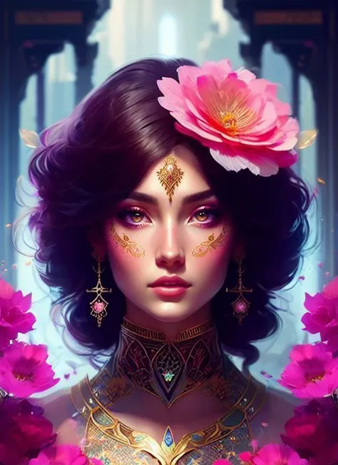 (samdoesart:1.1) (dreamlikeart:1)  kuvshinov (symmetry:1.1) (portrait of floral:1.05) a woman as a beautiful goddess, (assassins...