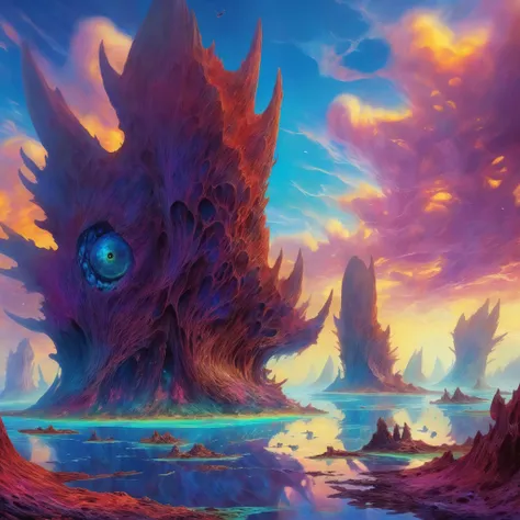 <lora:add-detail-xl:2.0>,  <lora:style-noah_bradley-xl:1.1>, noah bradley style, detailed expressive eyes, fantasy style, (fractal art:0.7), this ghostly creature, the chitinous schleemgrabble with its recoddermented translucent wings is well camouflaged a...