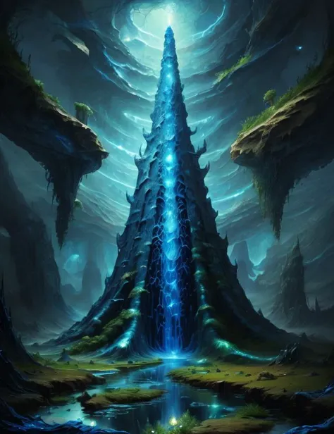 ((best quality)), ((masterpiece)), ((realistic,digital art)), (hyper detailed), Dj1nnm4g1c Dainty PowderBlue Mound-forming Tapered plant, Gelatinous Texture Elongated Stolon, Peeling,     Adventitious root , fantasy, magic, whimsical, fairytale, octane ren...