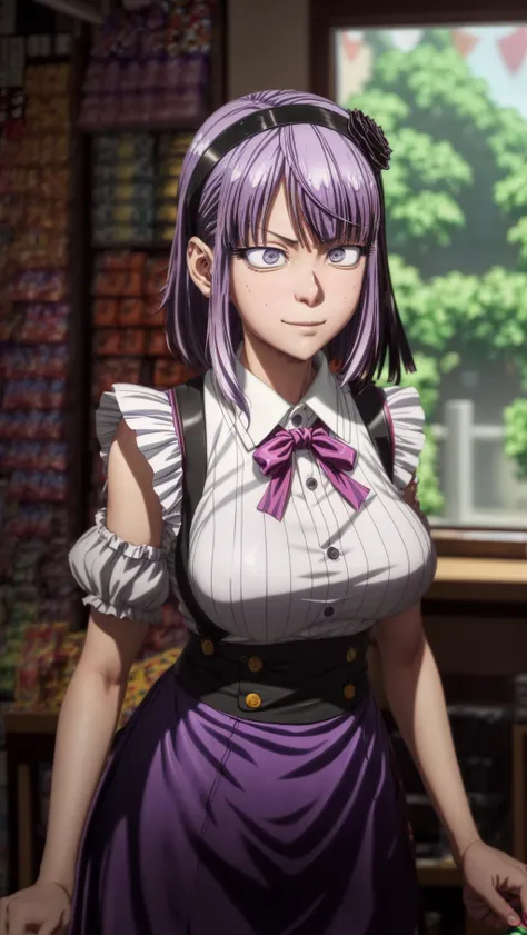 ((1girl, Hotaru Shidare, Dagashi Kashi)), smug, smirk, candy shop, holding candy, dynamic pose,    <lora:hotaru-dagashi:0.9> <lora:add_detail:1>, masterpiece, best quality, hyperrealistic, extremely detailed, highly quality, 4k, sharp focus, professional p...