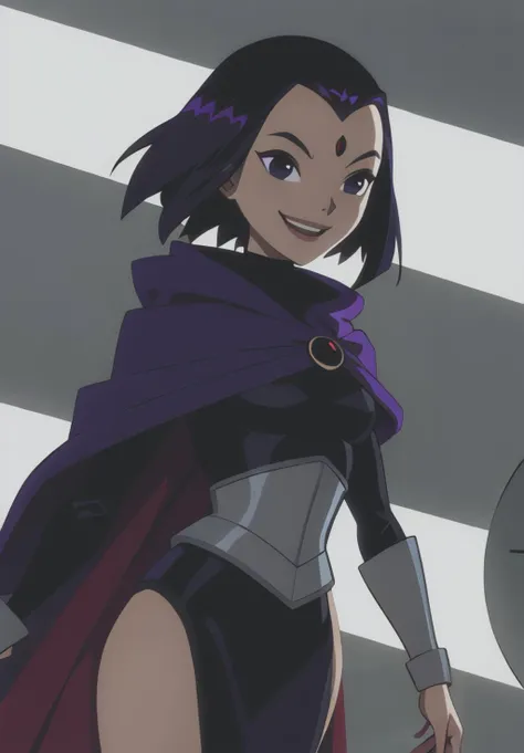 <lora:Teen_Titans:0.6>,Raven ,smile,