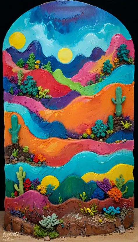 play-doh style photography,(vibrant colors:0.8), a fantastic landscape at night covered in magical plantlife, (quantum waveform:0.7) . sculpture, clay art, centered composition, Claymation