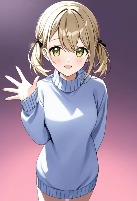 1girl, solo, azusawa kohane, project sekai, sweater, hand waving, masterpiece, best quality, very aesthetic, absurdres, amazing quality, beautiful color,