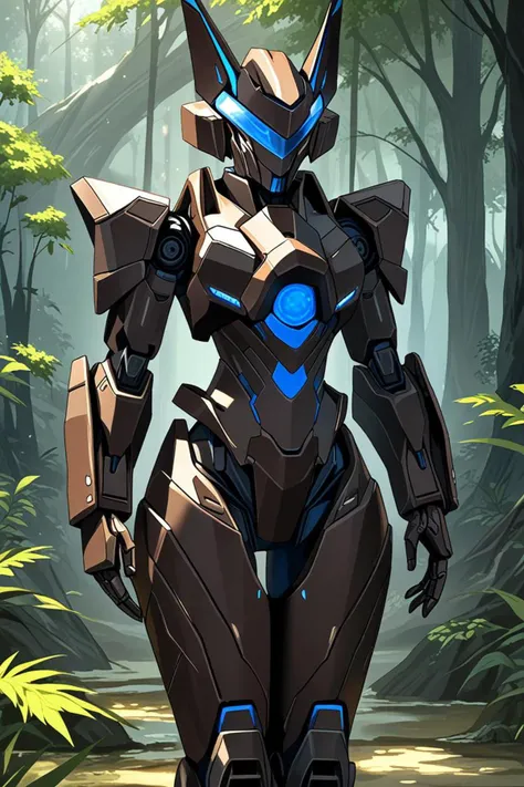 a stylistic furniture and painterly humanoid mecha in a fantasy forest landscape in the style of dark fantasy digital art, dark industrial atmosphere, <lora:sdxl_lightning_8step_lora.safetensors:1.0>, <lora:add detail xl.safetensors:1.5>, masterpiece, best...