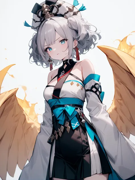 anime girl with wings and a blue dress