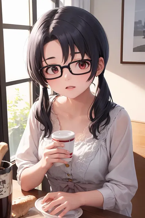 (masterpiece, best quality), 1girl,  <lora:brj-sayoko-v1.1:1> takayama sayoko, black hair, low twintails, brown eyes, glasses,