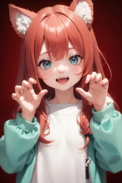 a close up of a person with a cat ears and a hoodie