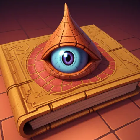 monolith, book of magic, eyeball, (3d,rendered in blender,cycles render), digital art wallpaper, dragon scale, brick floor