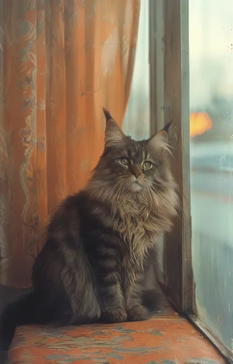 there is a cat sitting on a window sill looking out