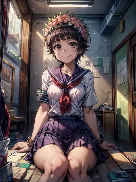 (((pixel-perfect, detail-perfect)))  best quality, masterpiece,  1girl    <lora:uiharu-toaru-01:0.8>, uiharu kazari  <lora:detail_slider_v4:1>  ,sakugawa school uniform, armband, light smile,